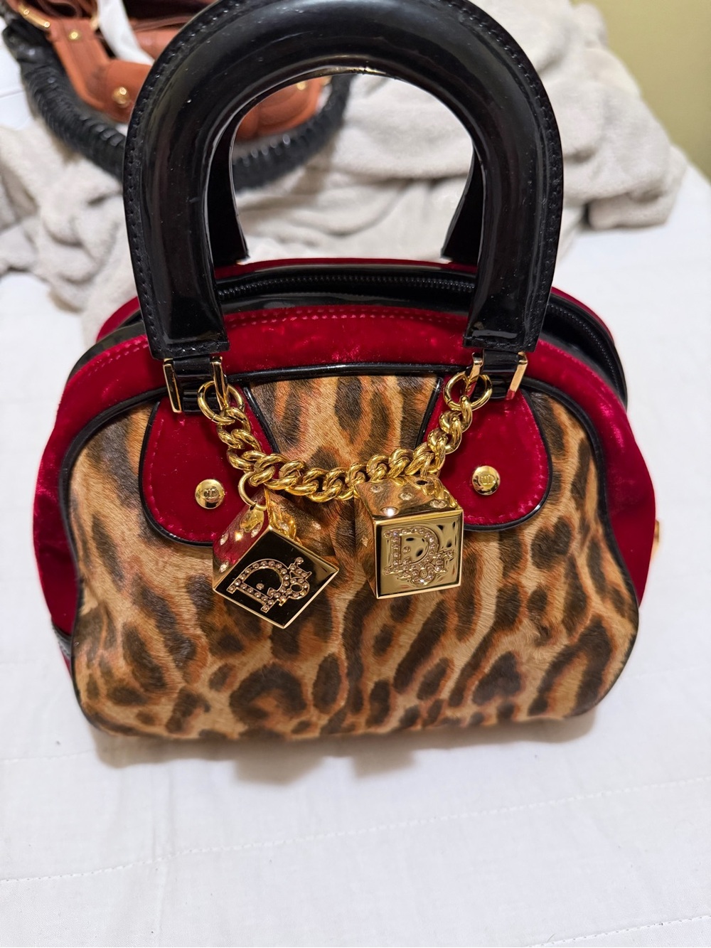 Christian Dior 2004 Galliano Gambler Leopard Pony Hair Dice Bag Rare Y2K